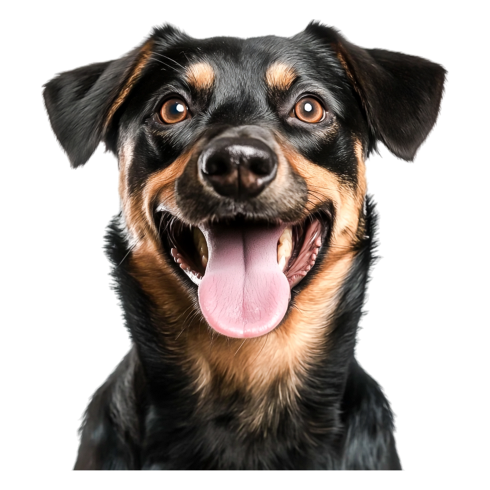 Happy Dog Smiling with Bright Eyes and Glossy Coat in closeup Portrait png