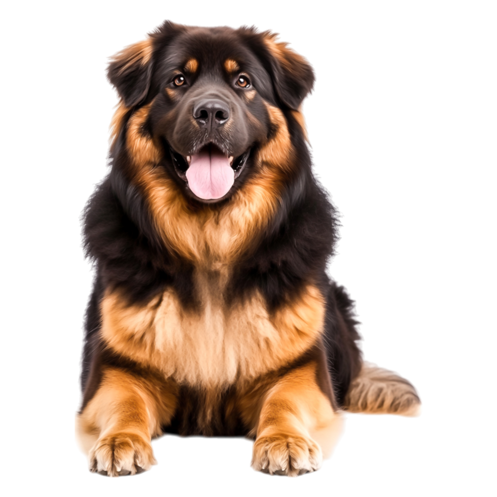 Majestic Large Dog with Thick Fur Sitting Calmly on png