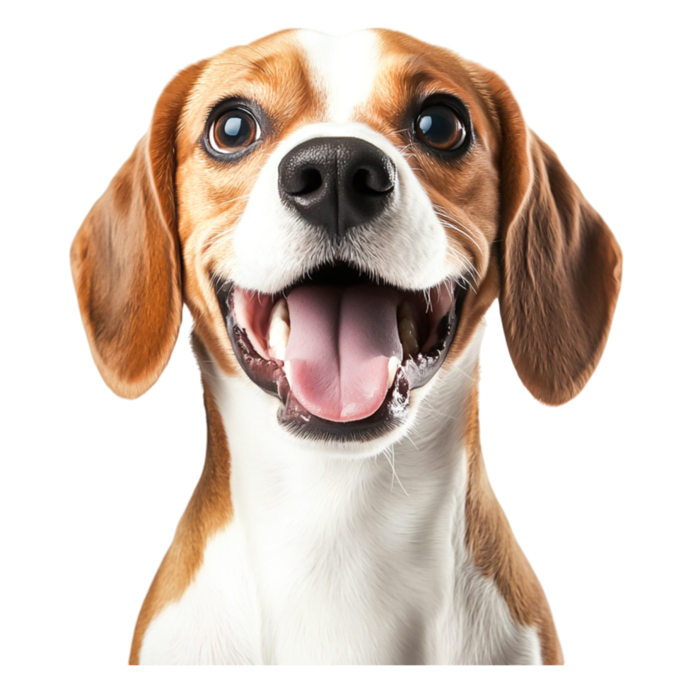 Happy Beagle Dog Headshot with Cute Expressind Bright Eyes png