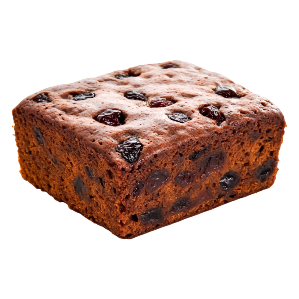 Freshly Baked Fruitcake with Cherries and Raisins on png