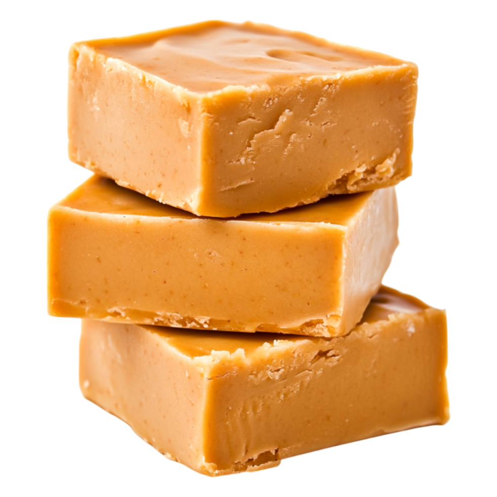 Creamy Caramel Fudge Stacked with Smooth Texture and Rich Color png