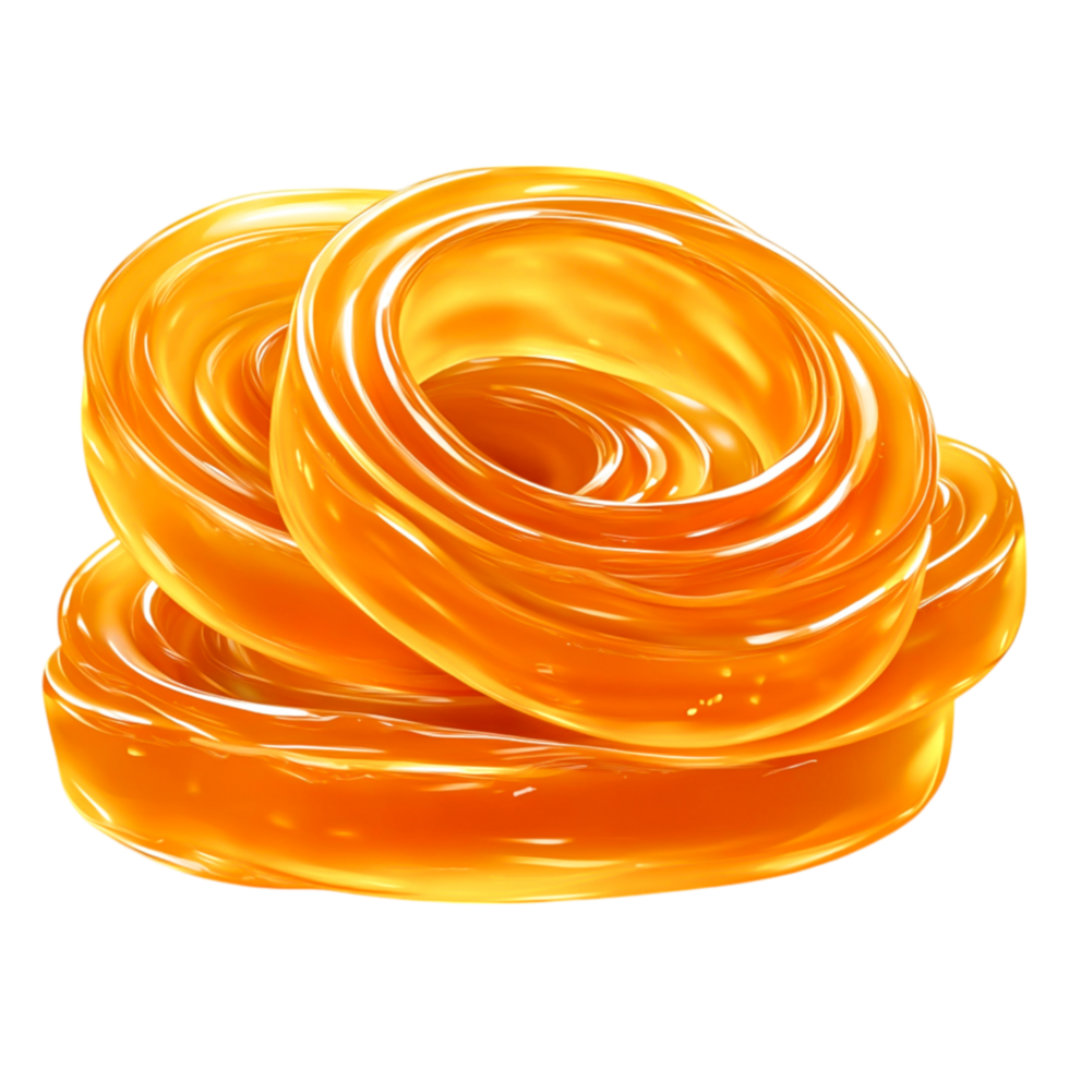 Swirled Bright Orange Candy with Glossy Texture and Shiny Surface png