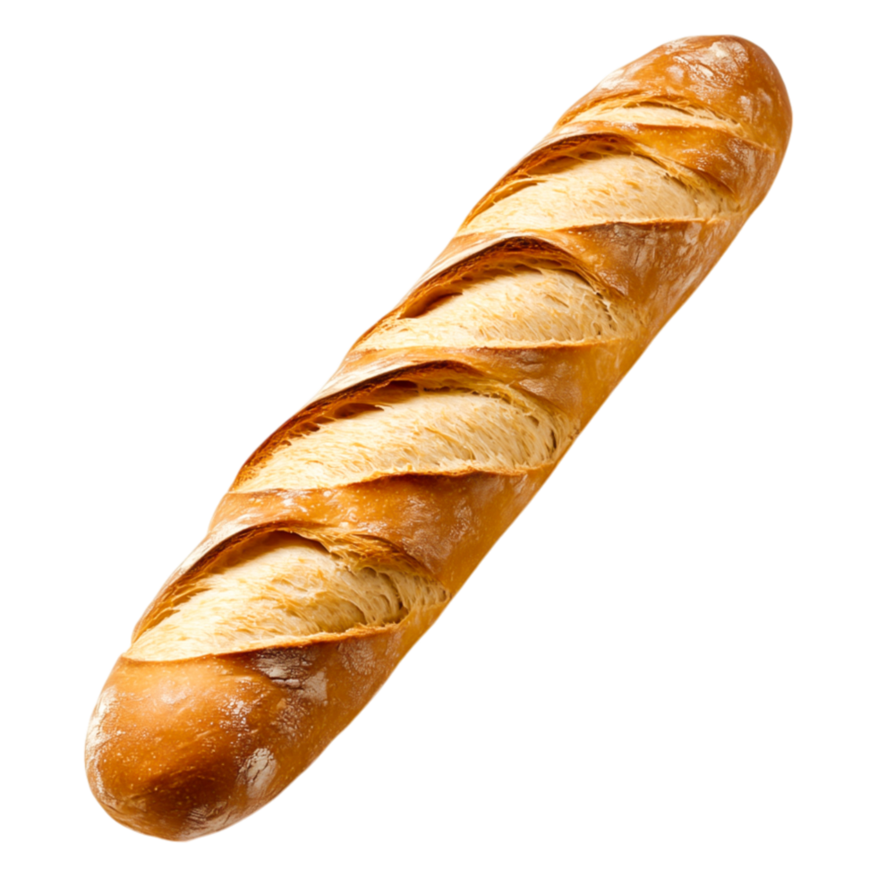 Freshly Baked Golden Brown French Baguette with Beautiful Crust Texture png