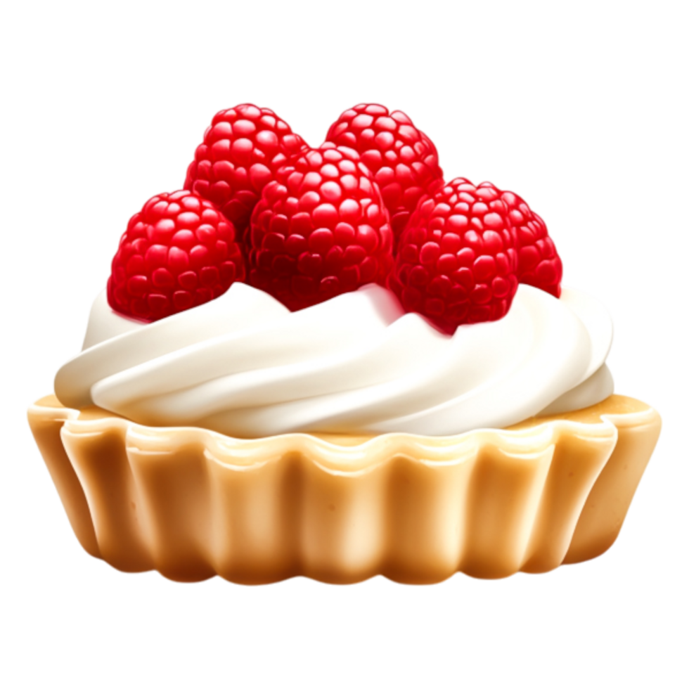 Delicious Raspberry Tart with Creamy Whipped Topping and Fresh Berries png
