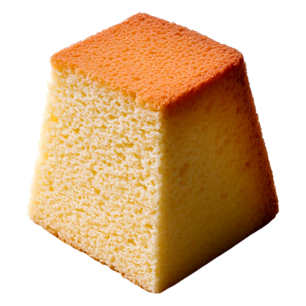 Deliciously Soft Triangle-Shaped Cake Slice with Bright Orange Top png