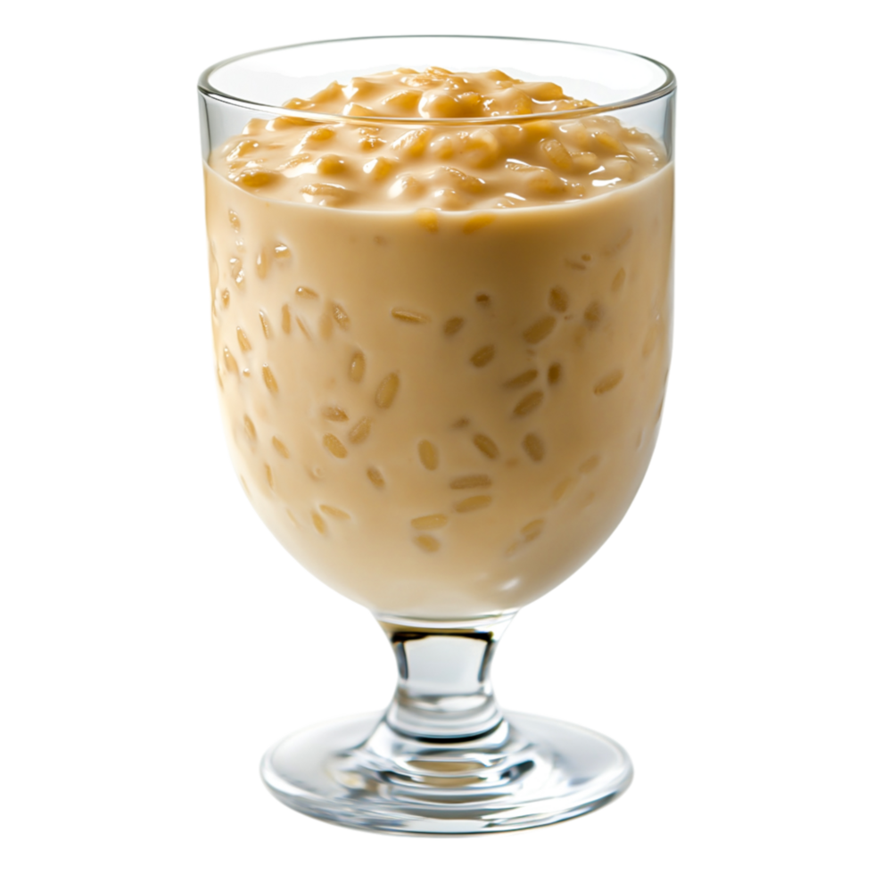 Creamy Rice Pudding with Vanilla Flavor Served in Glass Dessert Cup png