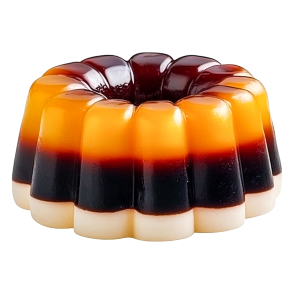 Colorful Layered Gelatin Dessert with Striped Design and Smooth Texture png