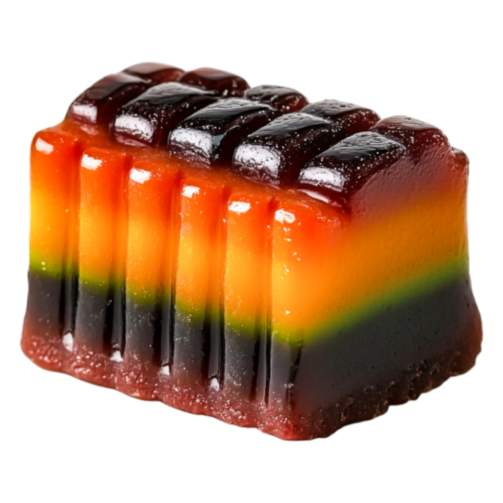 Colorful Layered Jelly Dessert in Vibrant Stripes and Rich Texture png