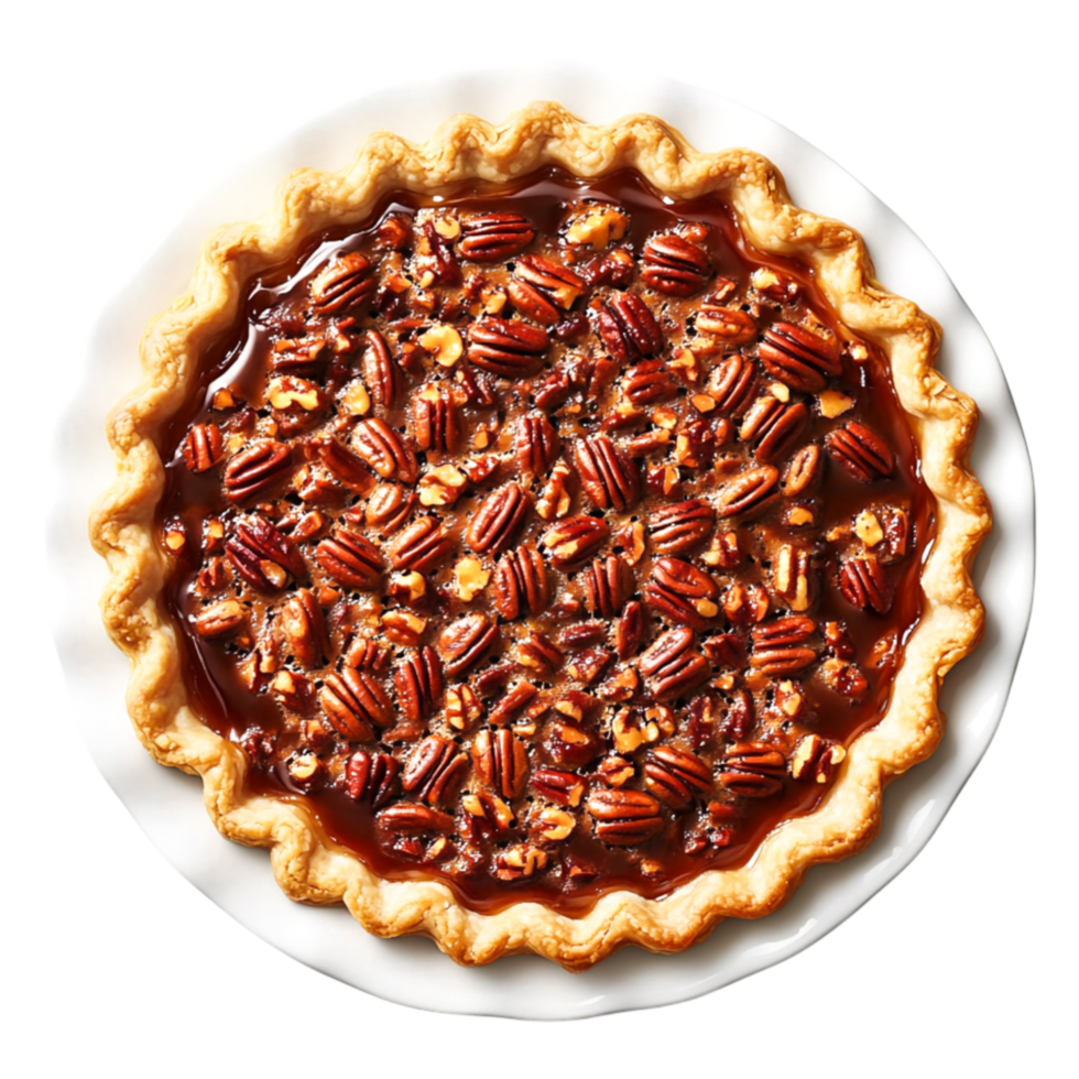 Homemade Pecan Pie with Golden Crust and Crunchy Topping png