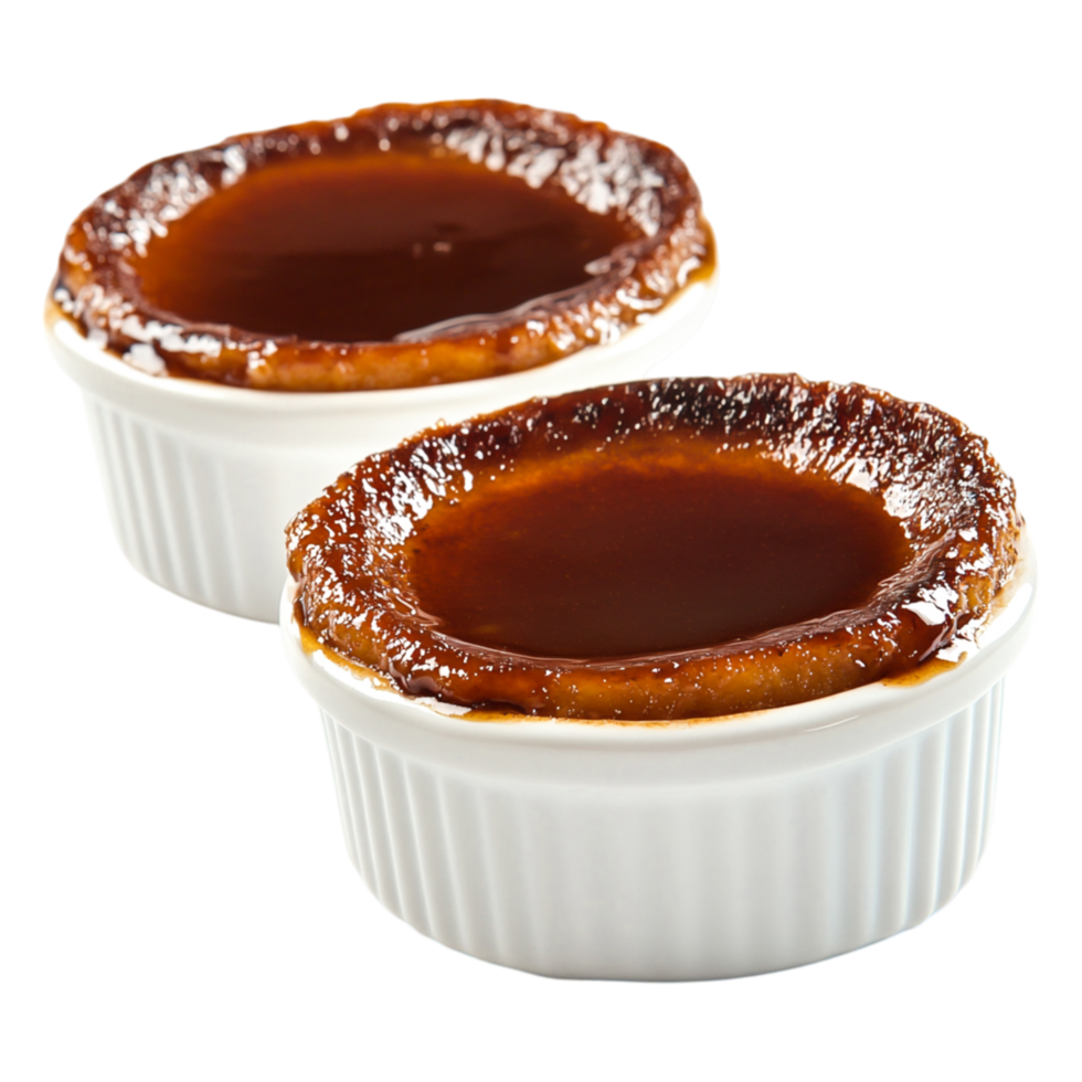 Delicious Caramelized Custard Dessert in Ramekins for Sweet Treat Lovers png