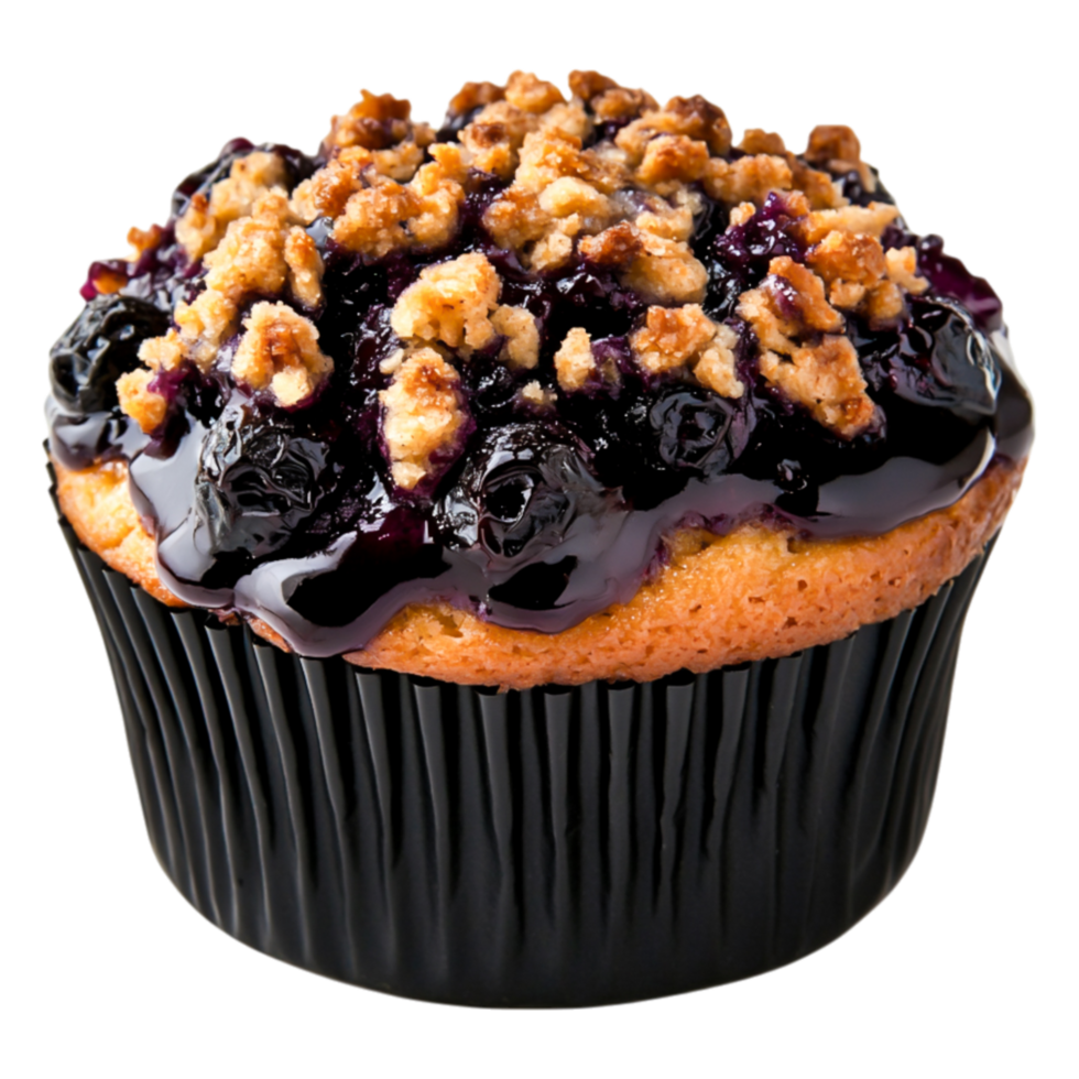 Delicious Blueberry Muffin with Crumble Topping in Isolated Background png