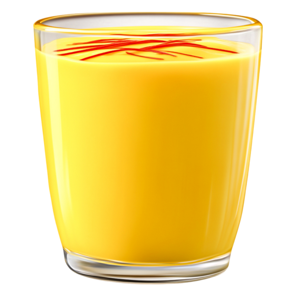 Freshly Squeezed Orange Juice with Saffron Garnish in Glass Cup png