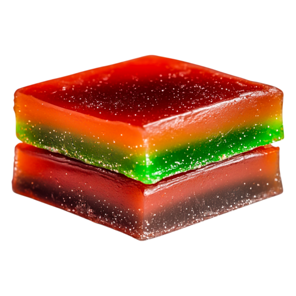 Colorful Layered Gelatin Dessert with Vivid Red and Green Stripes png