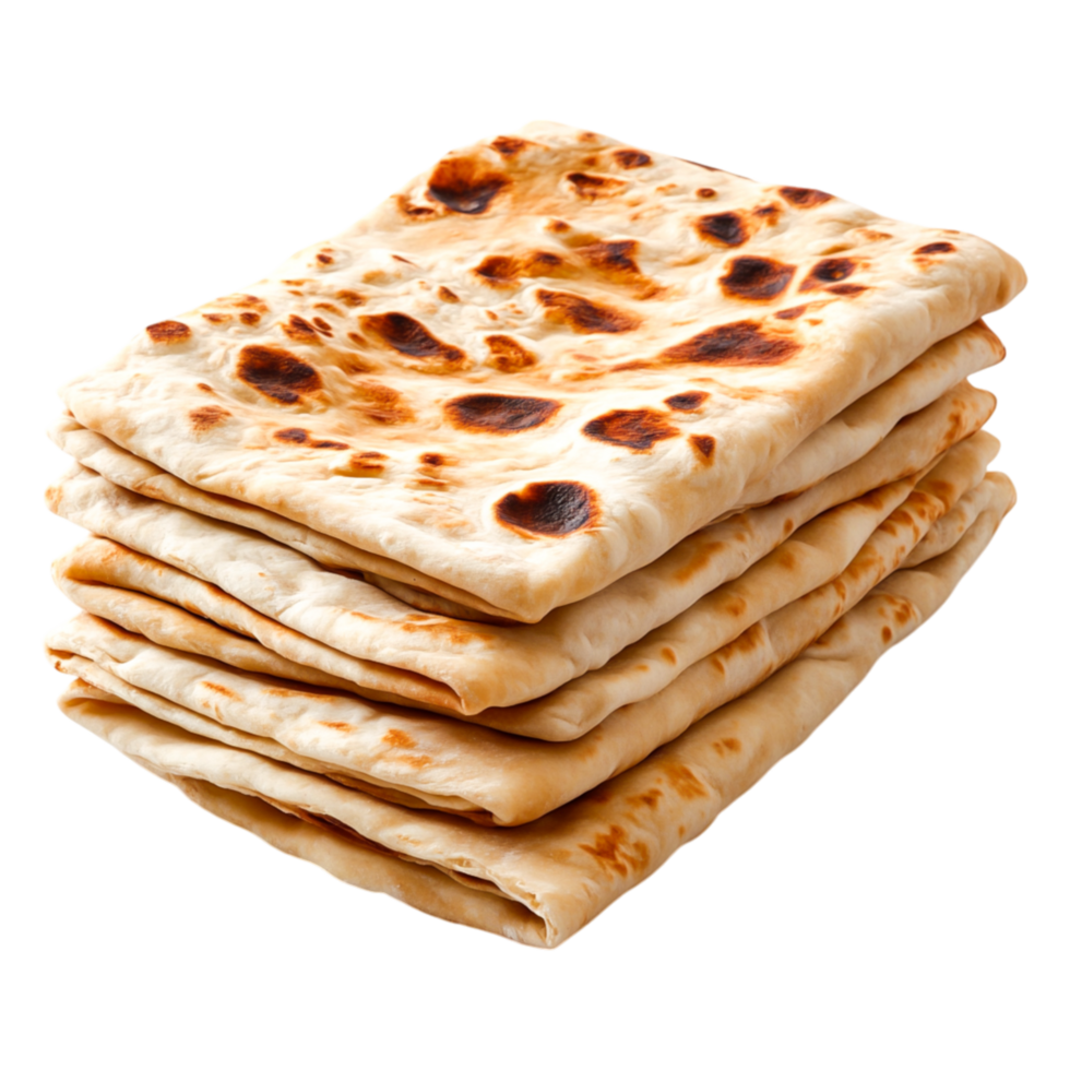 Freshly Baked Flatbread Stacked for Delicious Culinary Use and Presentation png