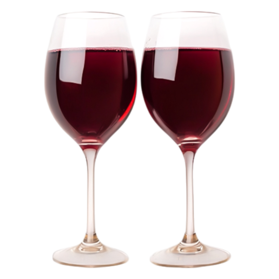 Two Elegant Red Wine Glasses with Foamy Tops for Sophisticated Gatherings png