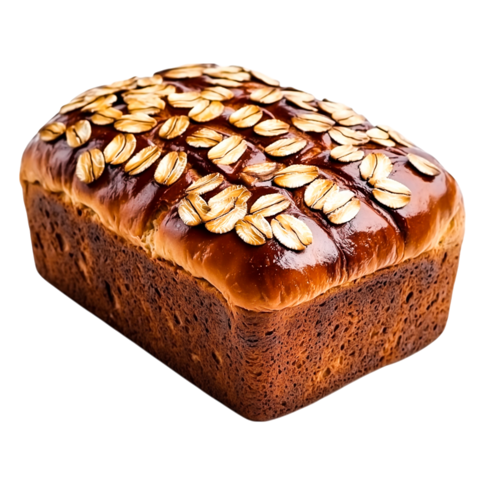 Freshly Baked Golden Brown Bread Loaf with Oats and Crisp Crust png