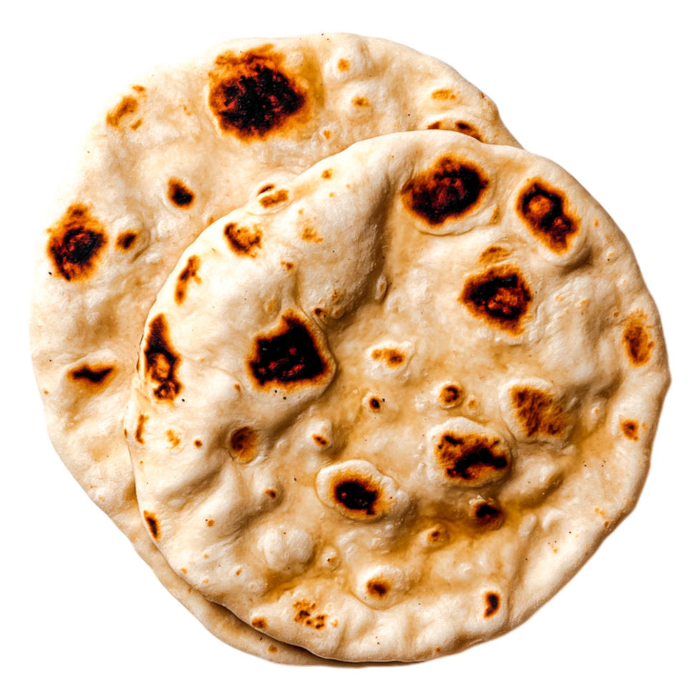 Freshly Baked Indian Flatbreads on Isolated Background for Culinary Use png