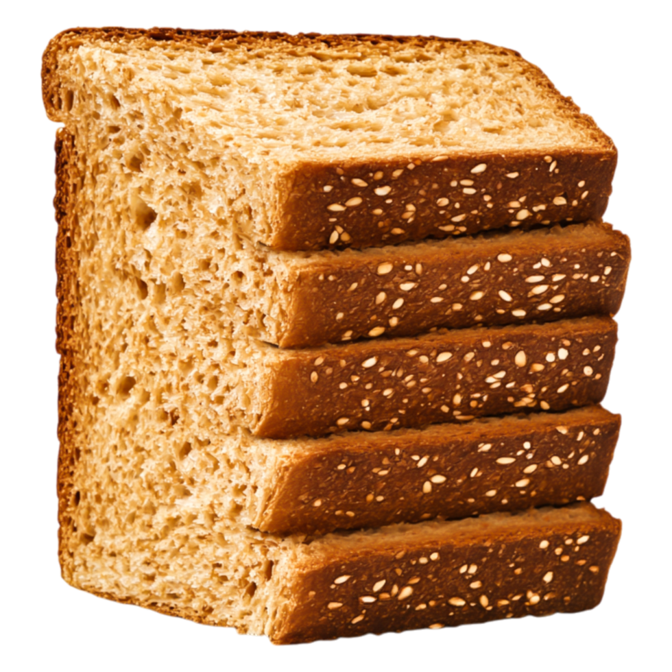 Freshly Cut Slices of Whole Grain Bread with Sesame Seed Topping png