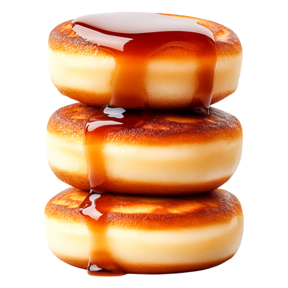 Delicious Stack of Pancakes with Melted Syrup Drizzle on Top png