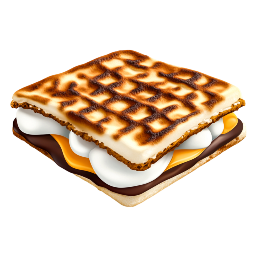 Delicious freshly made s'mores dessert with toasted marshmallows and chocolate png