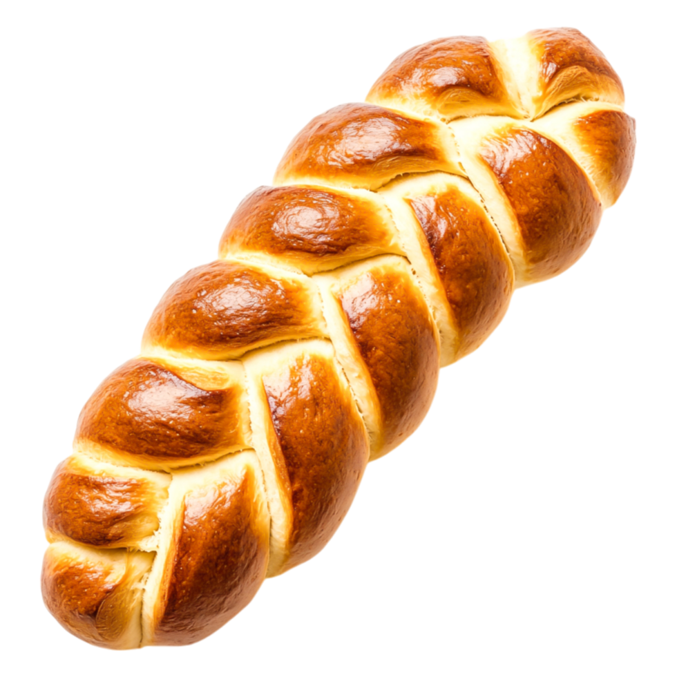 Freshly Baked Golden Braided Bread Loaf with Soft Texture and Shine png