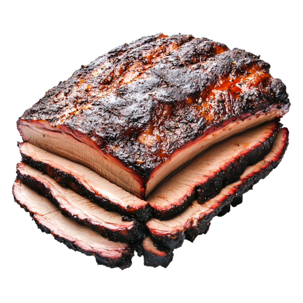 Juicy Smoked Brisket with Perfectly Caramelized Bark and Tender Slices png