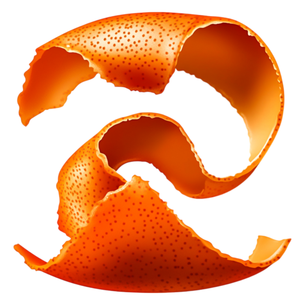 Vibrant Orange Citrus Peel Curl on for Textures and Patterns png