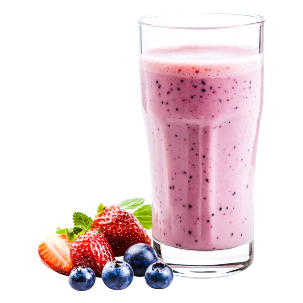 Refreshing Berry Smoothie with Strawberries and Blueberries in Glass png