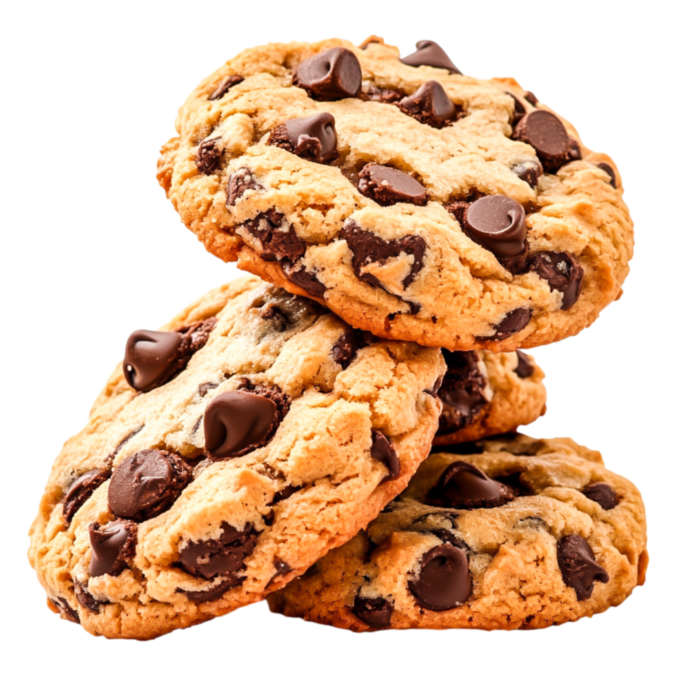 Deliciously Soft Chocolate Chip Cookies Stacked png