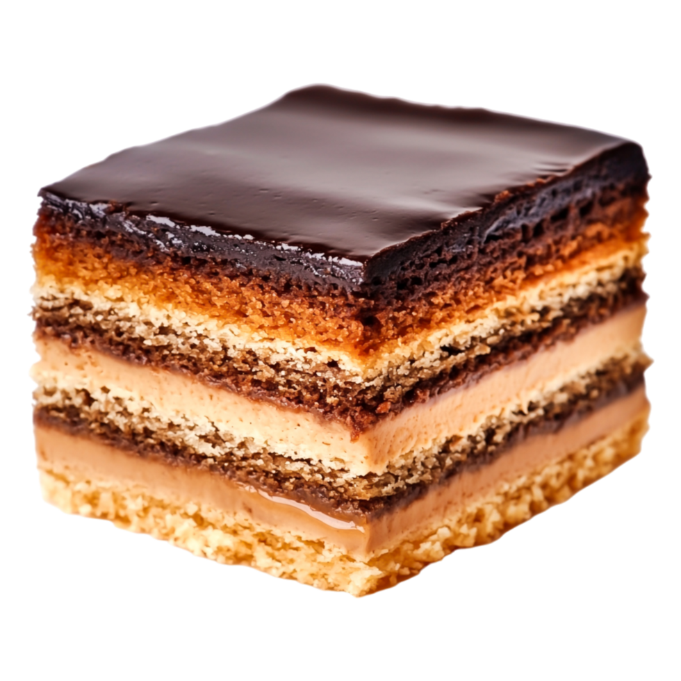 Delicious Layered Chocolate Cake with Creamy Filling and Glossy Topping png