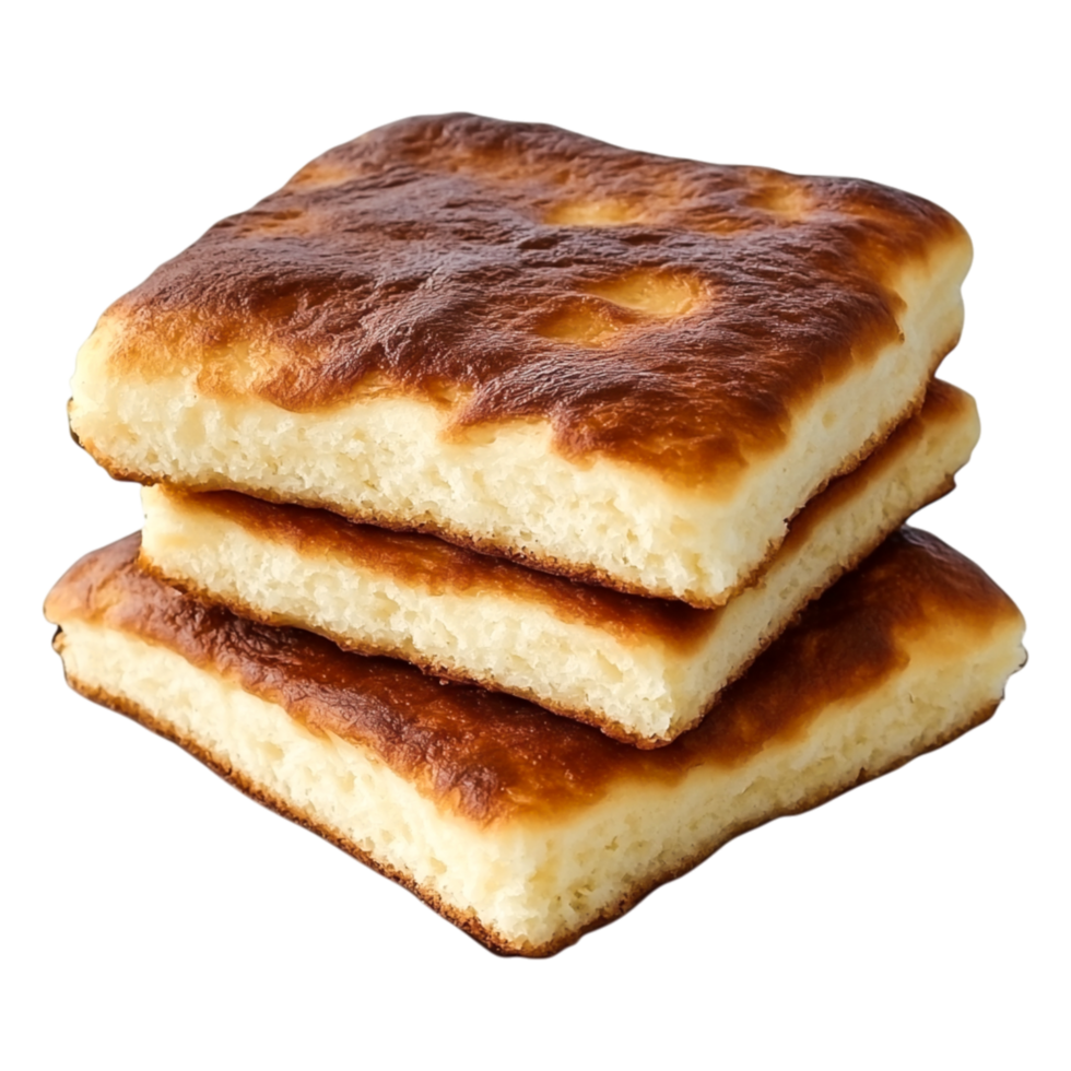 Freshly Baked Golden Brown Square Bread Stacks with Fluffy Texture png