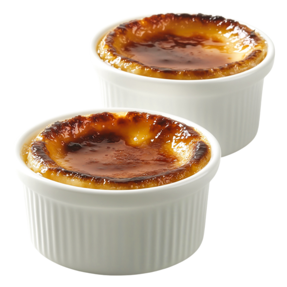 Delicious Creme Elegant Ramekins with Caramelized Topping png