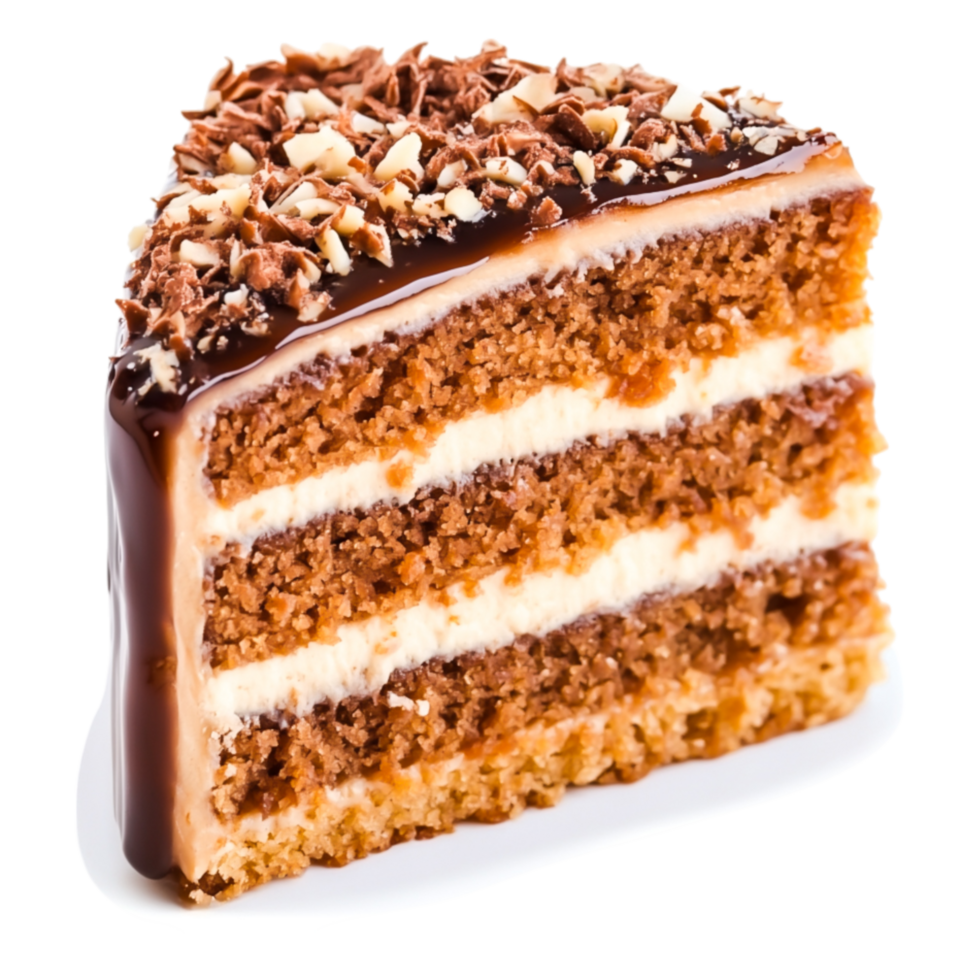 Delicious Chocolate Layer Cake with Cream and Nuts on Top for Dessert Lovers png