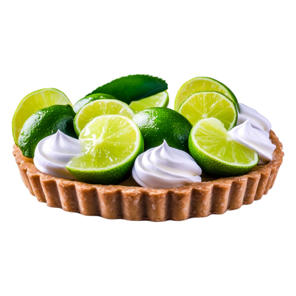 Refreshing Lime Tart with Whipped Cream and Zesty Garnish png