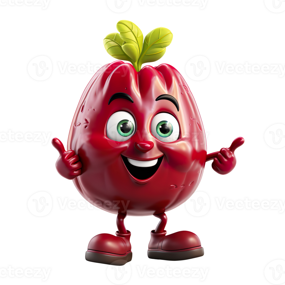 3d cartoon Character Beetroot isolated on transparent background png