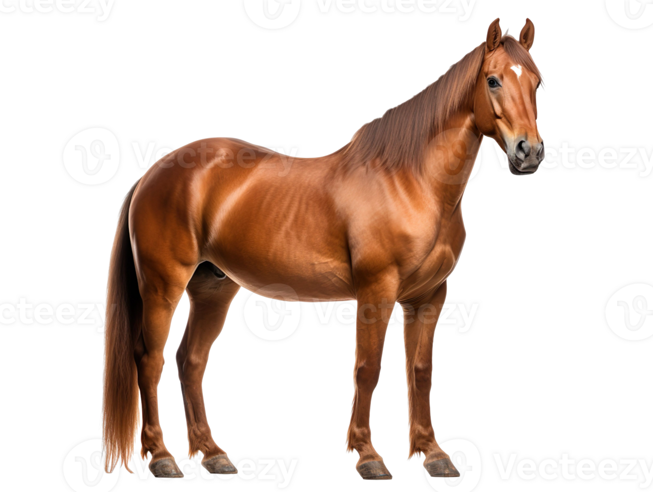 a brown horse is standing isolated on transparent background png