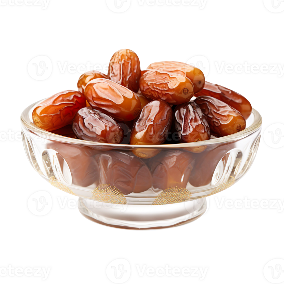 a bowl of dried date fruits isolated on transparent background png