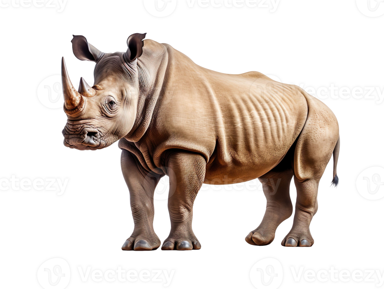 A black rhinoceros isolated on transparent background png