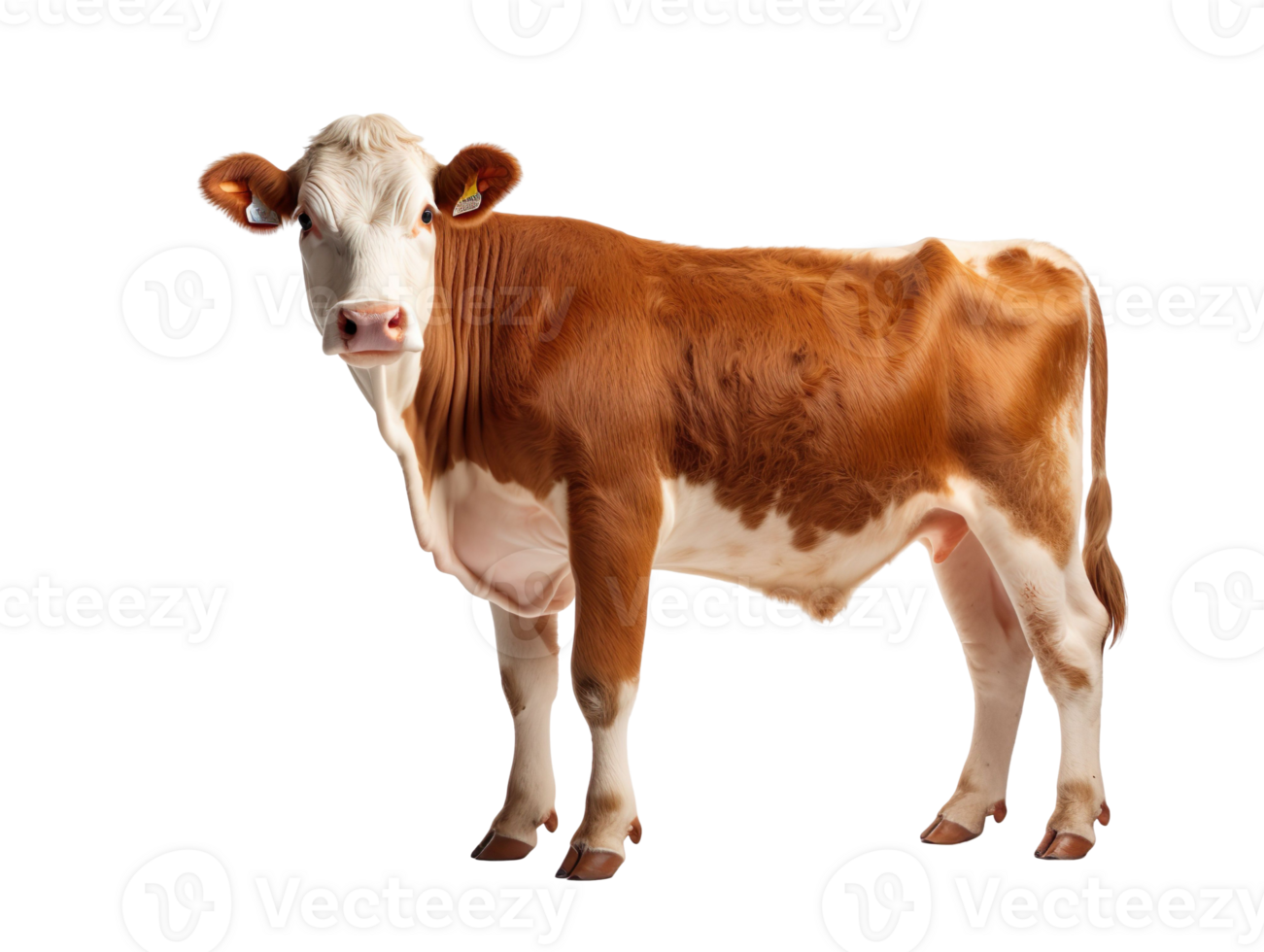 A cow standing calmly isolated on transparent background png