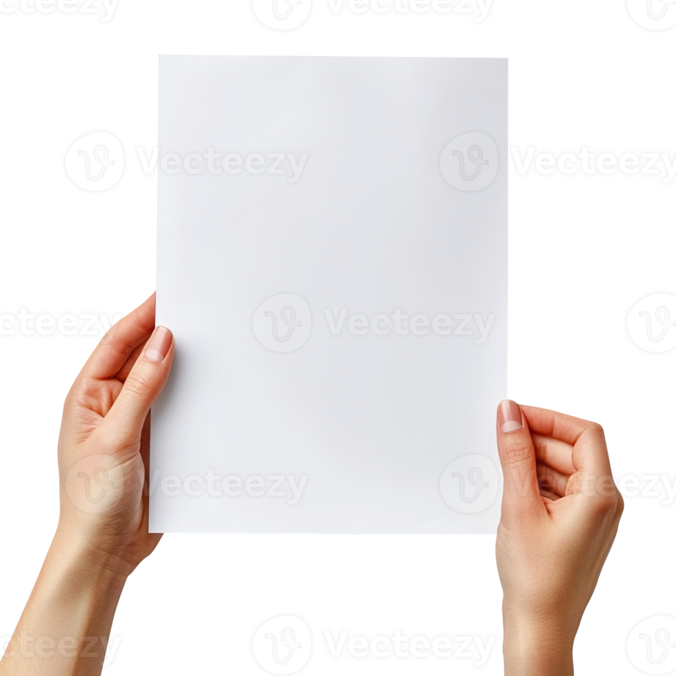 A blank paper held in hand isolated on transparent background png