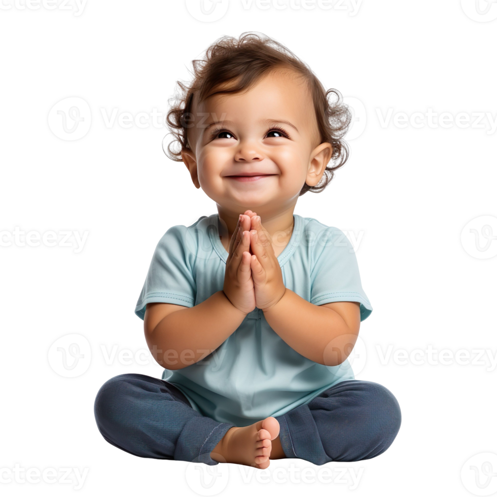 A baby sitting and clapping its hands isolated on transparent background png