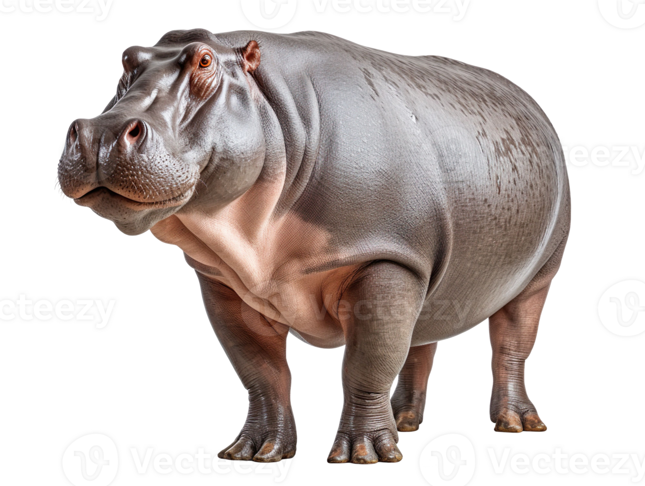 a big hippopotamus standing isolated on transparent background png