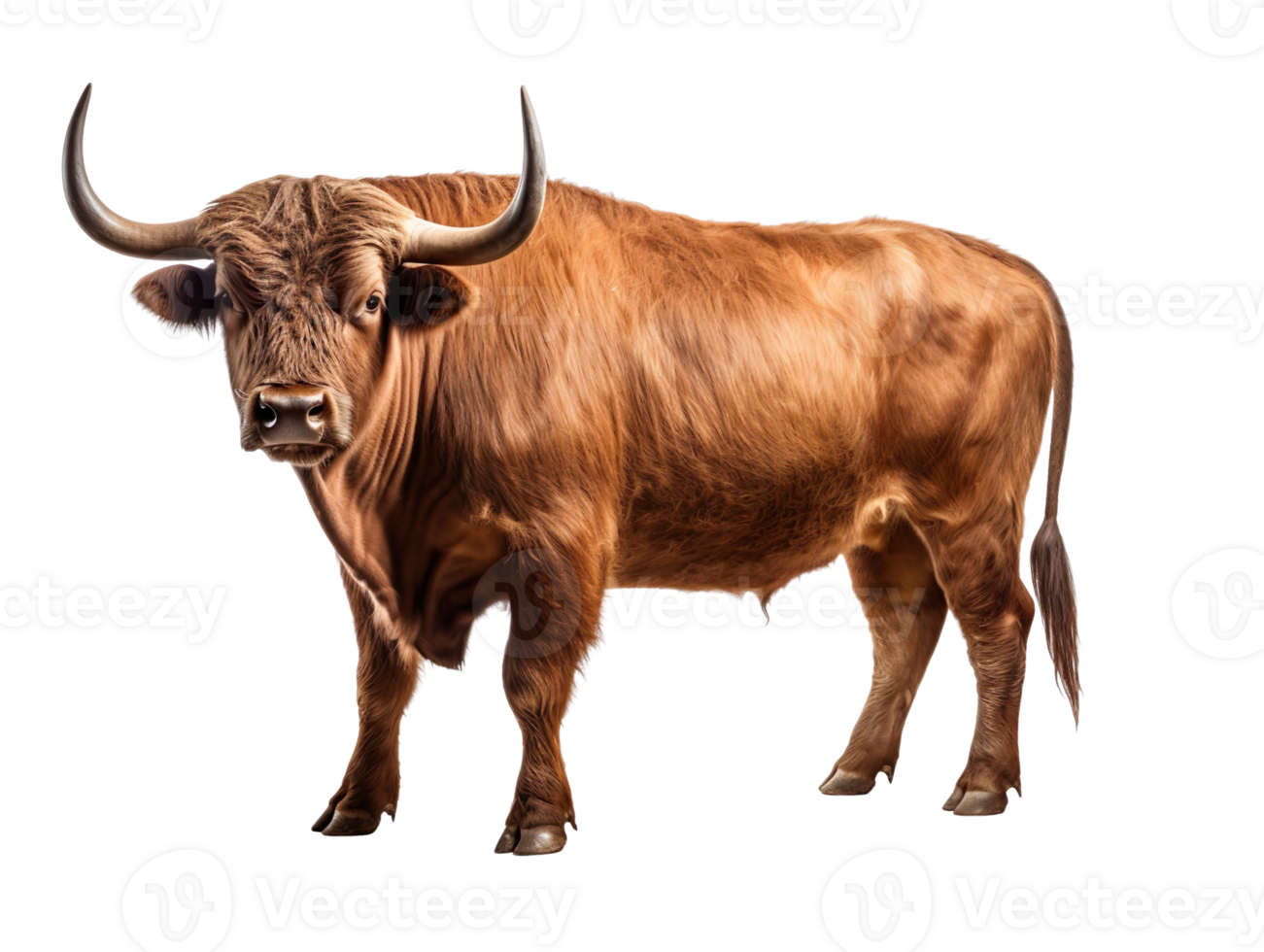 A brown ox isolated on transparent background png