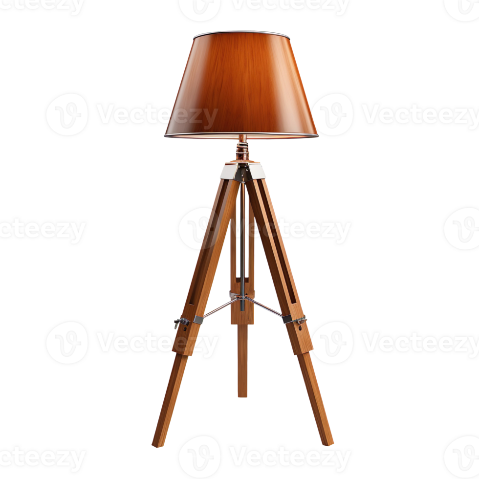 a lamp with a wooden tripod isolated on transparent background png