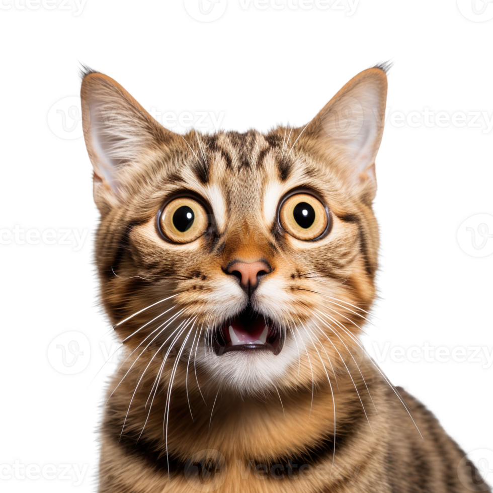 a funny surprised cat isolated on transparent background png