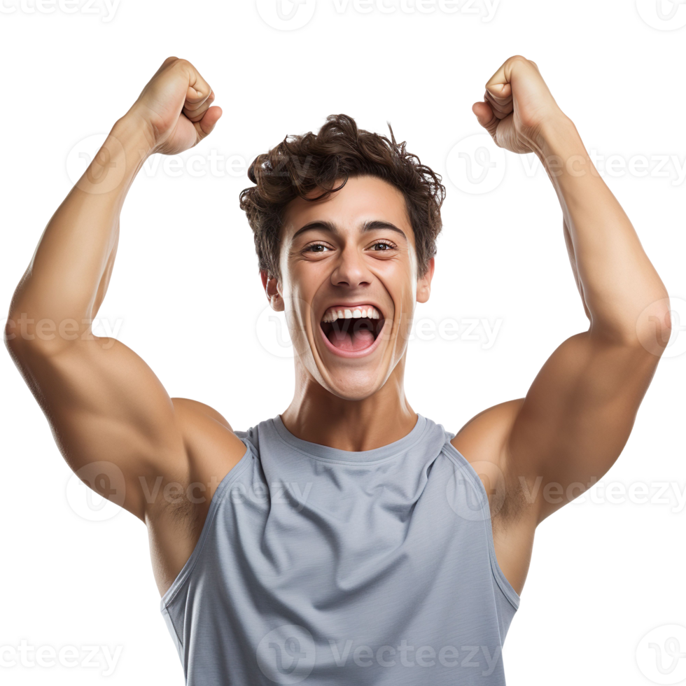 A happy athlete showing a joyful expression isolated on transparent background png
