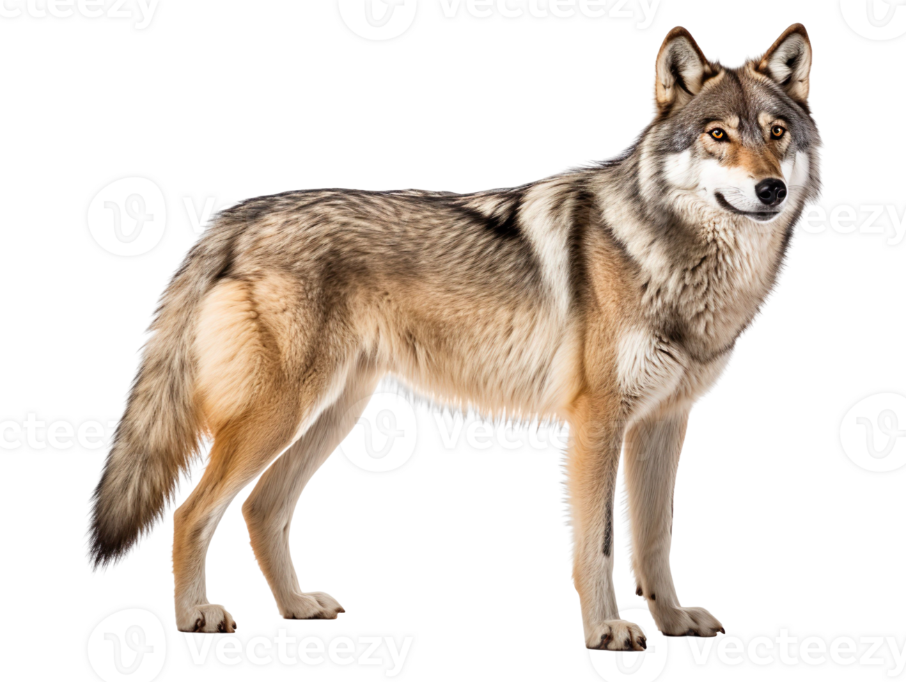 a gray wolf isolated on transparent background png