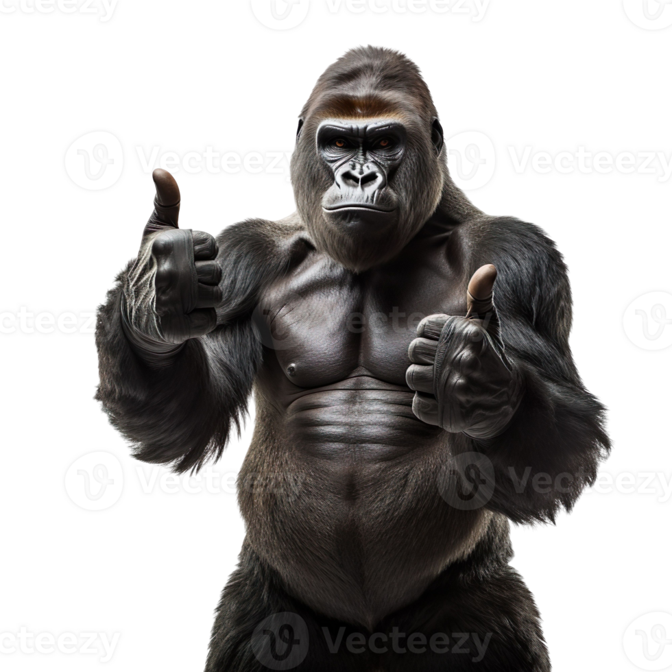A gorilla giving a thumbs up isolated on transparent background png