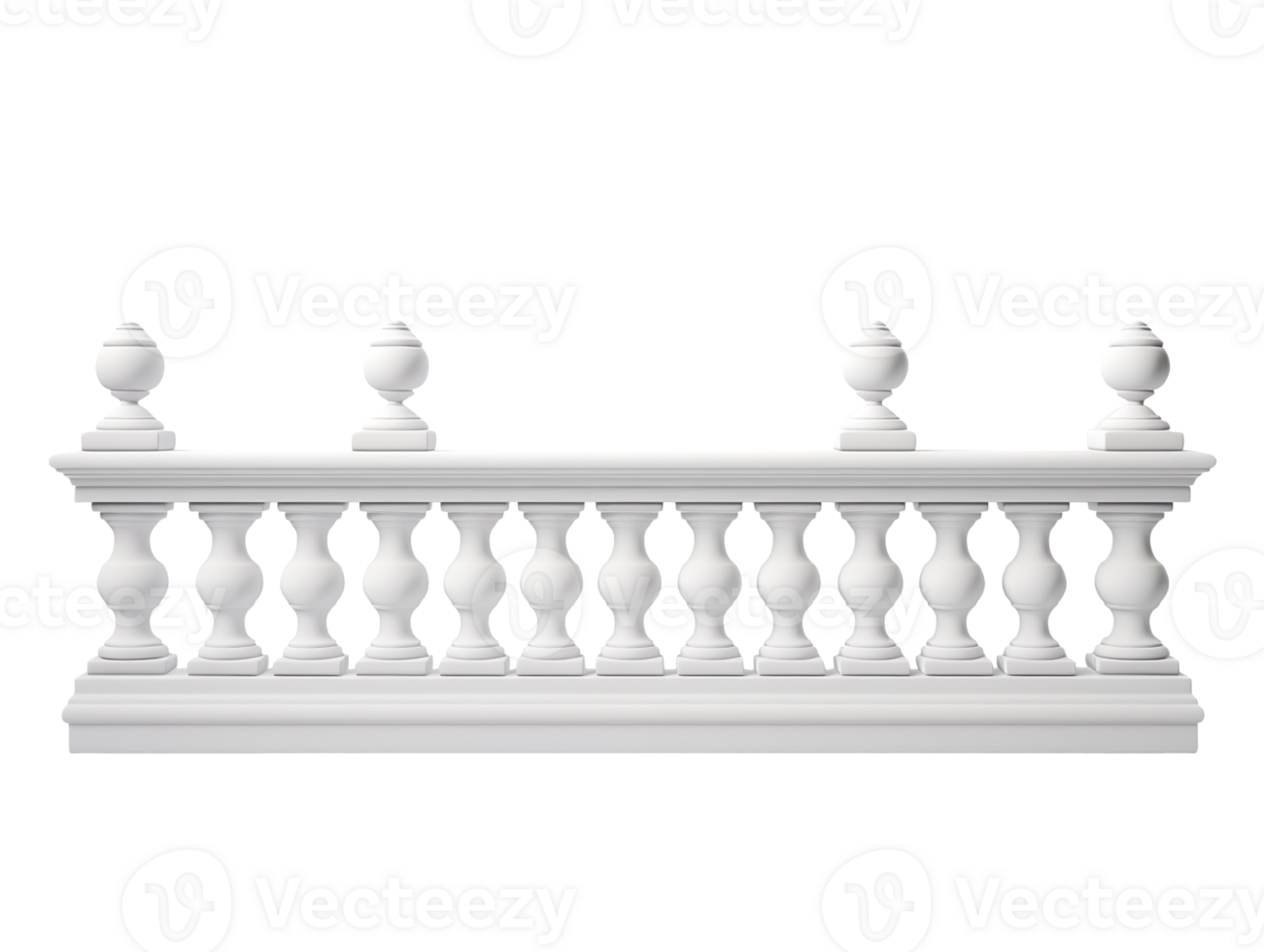 A realistic white railing isolated on transparent background png