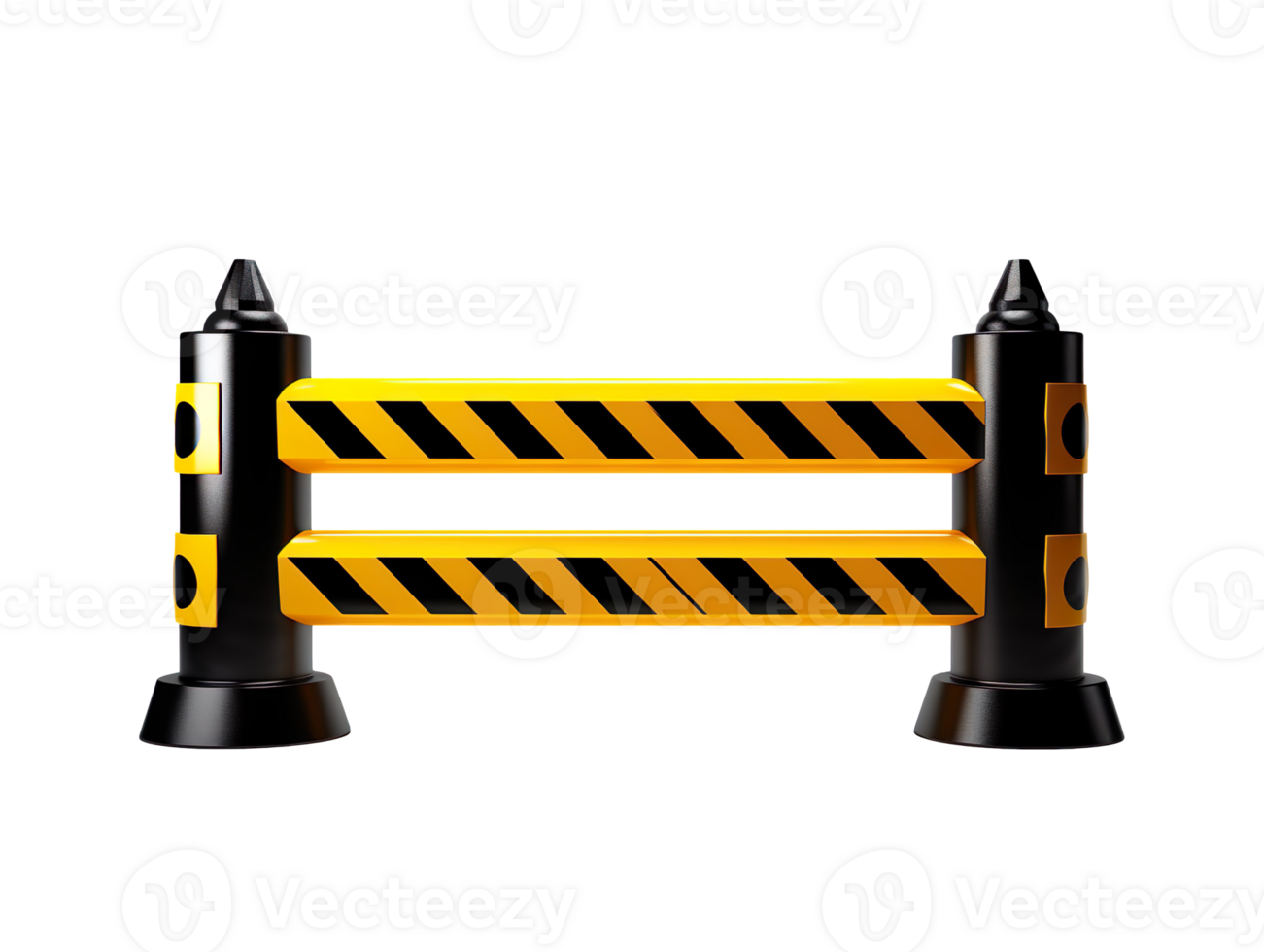 a yellow and black traffic barricade isolated on transparent background png
